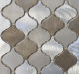 New Amsterdam Brushed Aluminum Arabesque Mosaic Tiles - Rocky Point Tile - Glass and Mosaic Tile Store