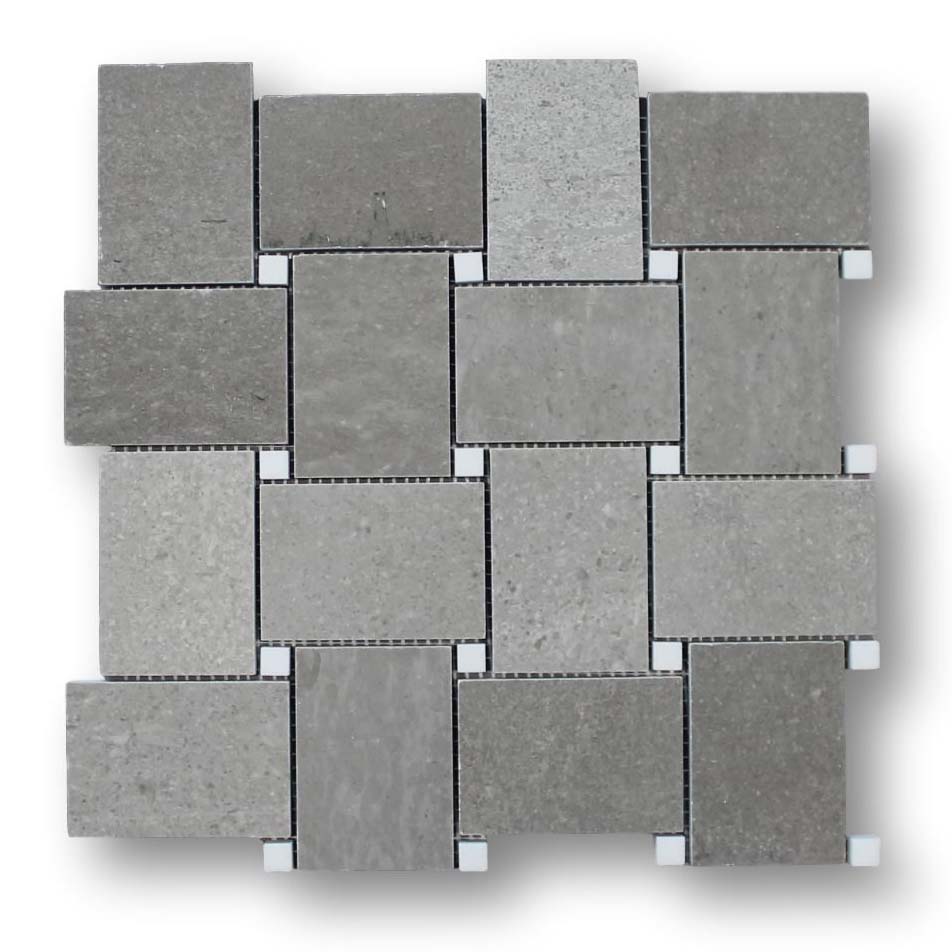 Arctic Gray Basketweave Marble Mosaic Tile