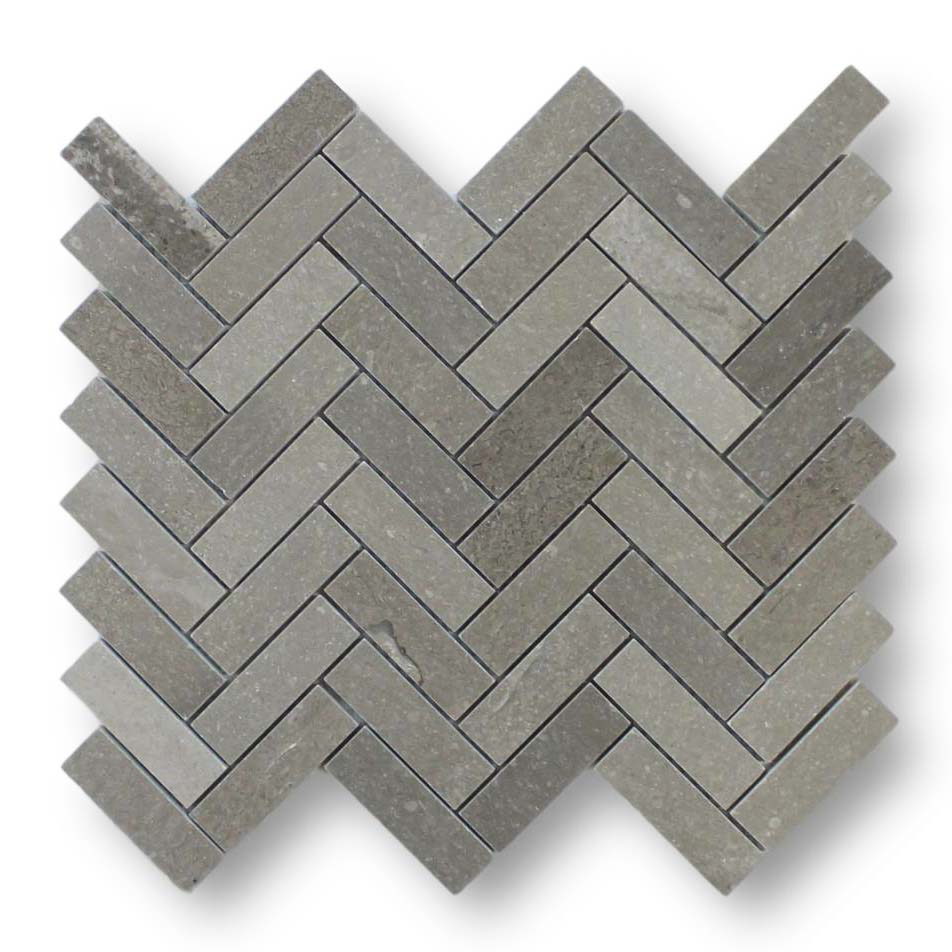Arctic Gray Herringbone Marble Mosaic Tile