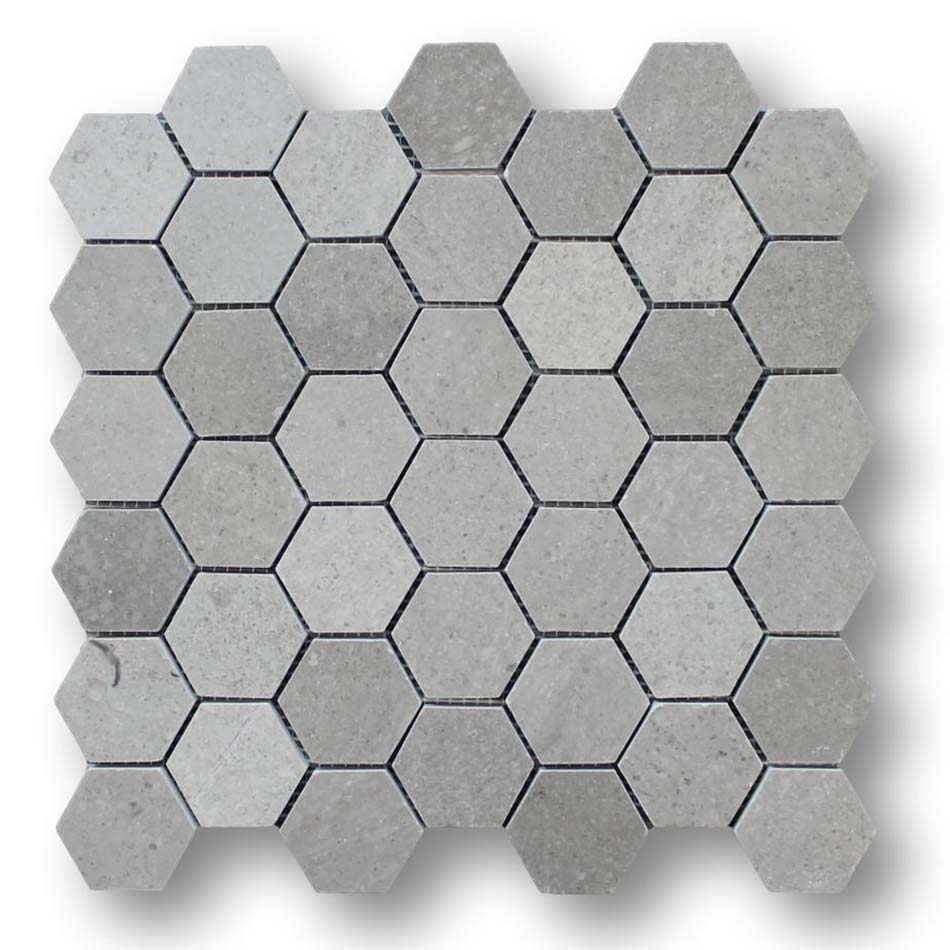 Arctic Gray Marble 2 Inch Hexagon Mosaic Tiles