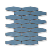 Atlanta Elongated 3D Hexagon Mosaic Tiles - Blue