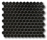 Glazed Porcelain Hexagon Mosaic Tiles - 1 Inch Black Tiles