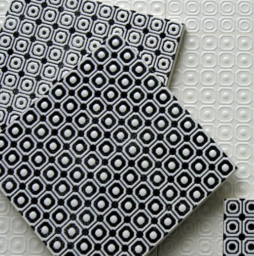 Melody 8" x 8" Glazed Porcelain Patterned Tiles - Black and White Blend