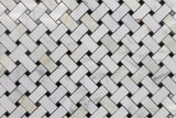Calacatta Gold Basket Weave with Black Dot Polished Marble Mosaic Tiles