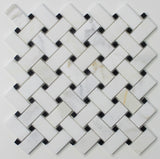 Calacatta Gold Basket Weave with Black Dot Polished Marble Mosaic Tiles - Rocky Point Tile - Glass and Mosaic Tile Store