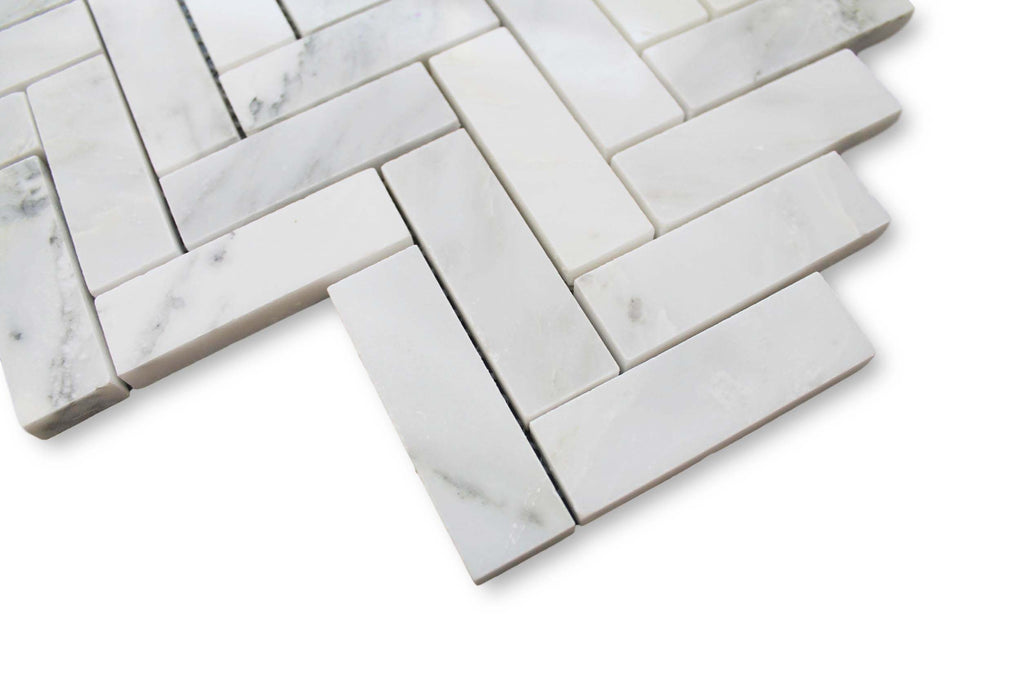 Bianco Carrara Herringbone Marble Mosaic Tile