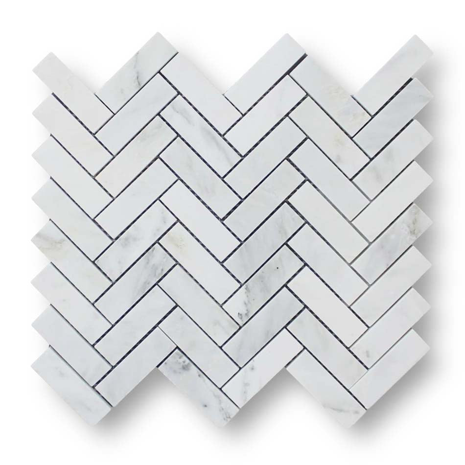 Bianco Carrara Herringbone Marble Mosaic Tile
