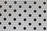 Glazed Porcelain Hexagon Mosaic Tiles - 1 Inch Black and White Tiles - 8.15 Sq Ft Box - Rocky Point Tile - Glass and Mosaic Tile Store