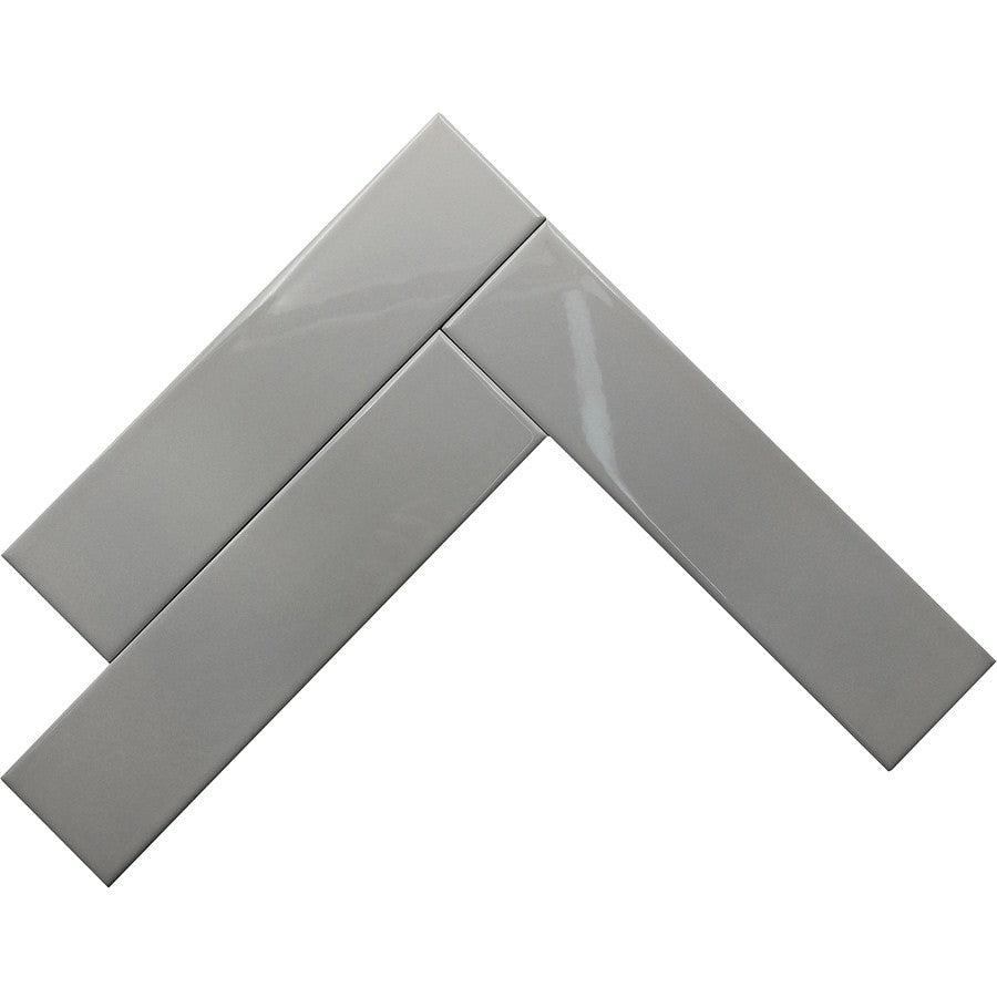 Light Gray Glossy Ceramic Subway Tiles - Cloud