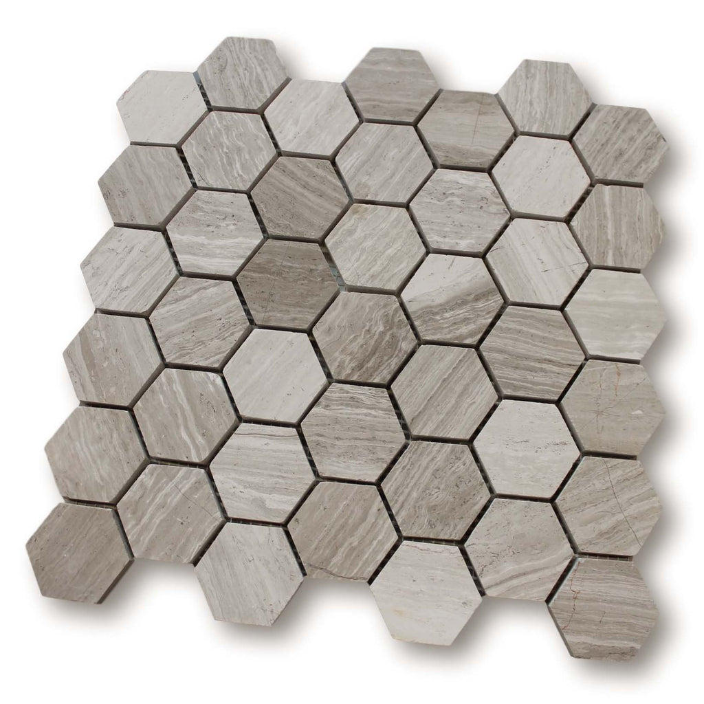 Driftwood Marble 2 Inch Hexagon Mosaic Tiles