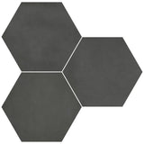 Form 7” x 8” Hexagon Cement Look Glazed Porcelain Tiles - Graphite