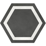 Form 7” x 8” Hexagon Cement Look Glazed Porcelain Tiles - Framed Graphite