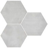 Form 7”x 8” Hexagon Cement Look Glazed Porcelain Tiles - Ice