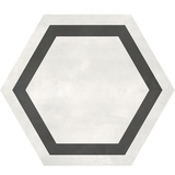 Form 7” x 8” Hexagon Cement Look Glazed Porcelain Tiles - Framed Ivory