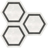 Form 7” x 8” Hexagon Cement Look Glazed Porcelain Tiles - Framed Ivory