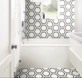 Form 7” x 8” Hexagon Cement Look Glazed Porcelain Tiles - Framed Ivory