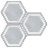 Form 7” x 8” Hexagon Cement Look Glazed Porcelain Tiles - Framed Tide