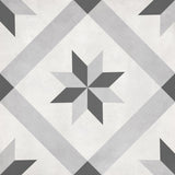 Form 8” x 8” Cement Look Glazed Porcelain Tiles - Ice Deco Compass
