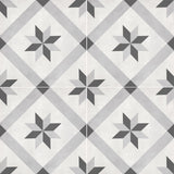 Form 8” x 8” Cement Look Glazed Porcelain Tiles - Ice Deco Compass