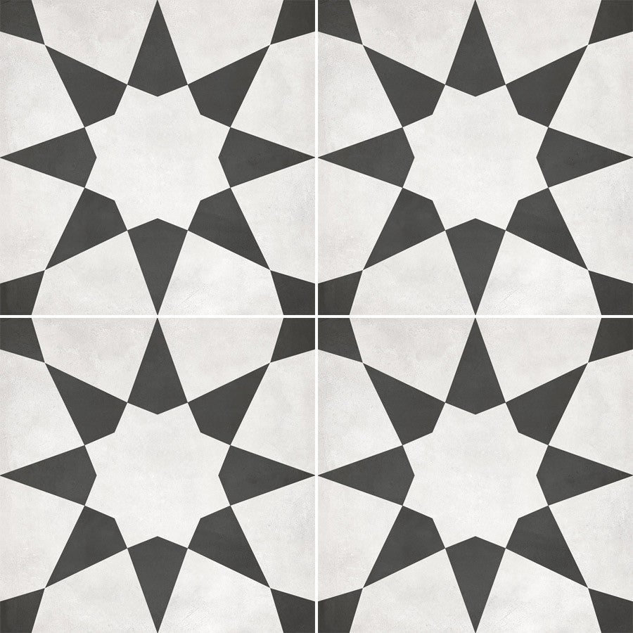 Form 8” x 8” Cement Look Glazed Porcelain Tiles - Monochrome Deco Stellar
