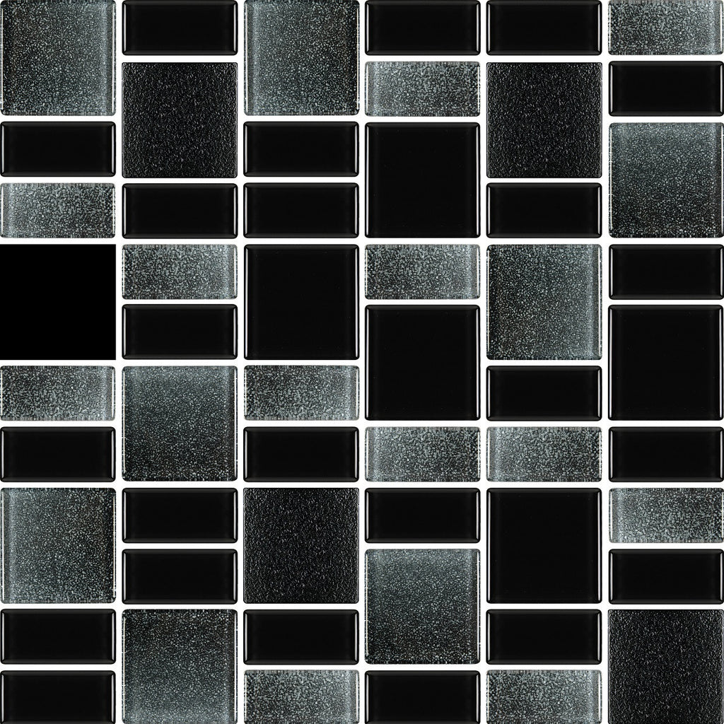 Fusion Black Glass Mosaic Tiles - Rocky Point Tile - Glass and Mosaic Tile Store