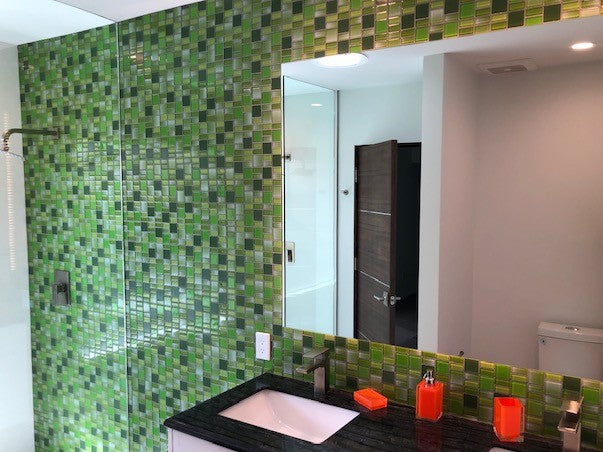 Fusion Green Glass Mosaic Tiles