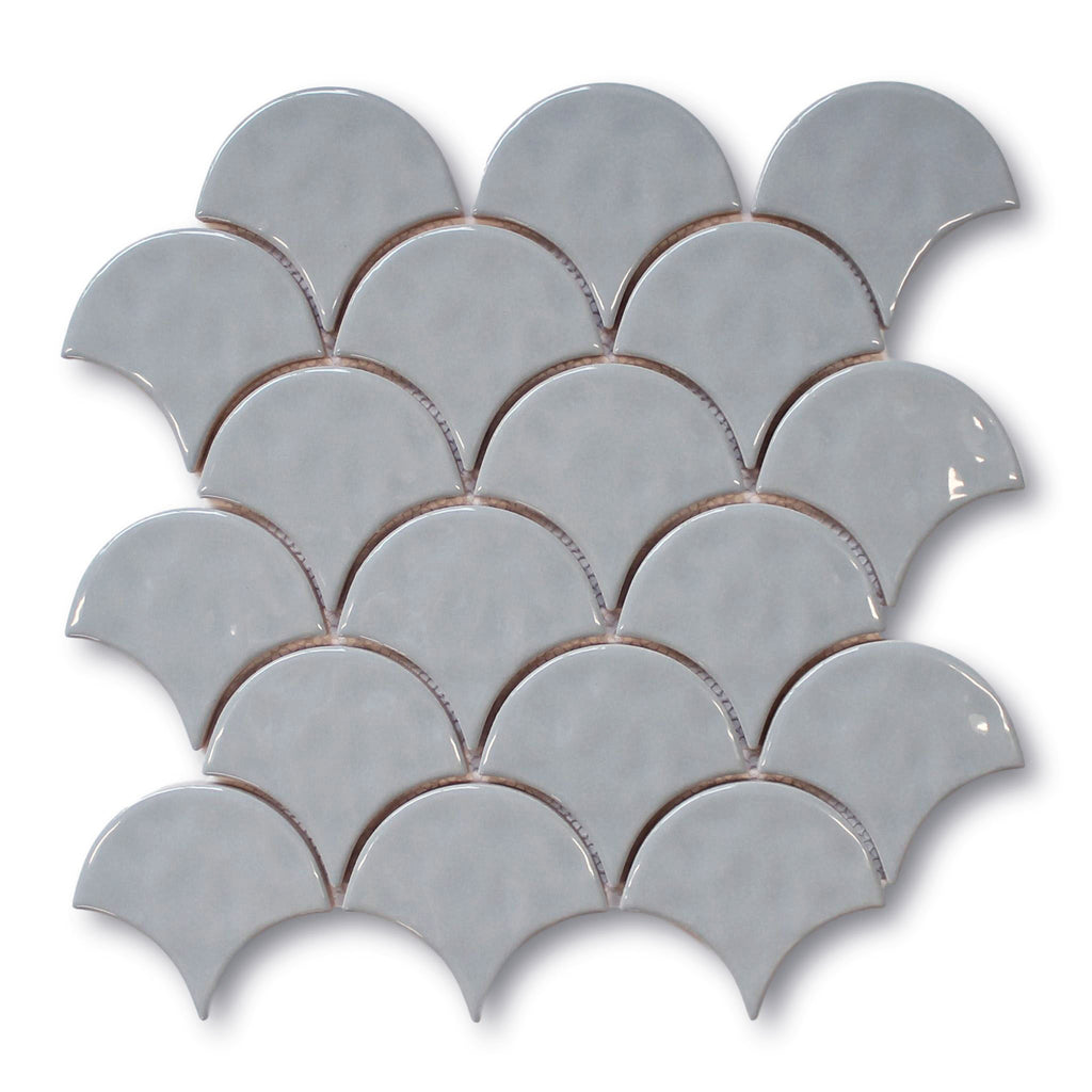 Ceramic Fish Scale Mosaic Tiles - Gray