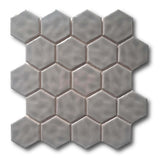 Ceramic Hexagon Mosaic Tiles - Mud