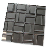 Illusion II 3D 3x3 Beveled Glass Mosaic Tiles - Black Diamond