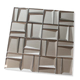 Illusion II 3D 3x3 Beveled Glass Mosaic Tiles - Morion