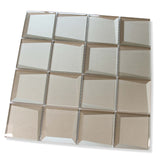 Illusion 3D 3x3 Beveled Glass Mosaic Tiles - Patine