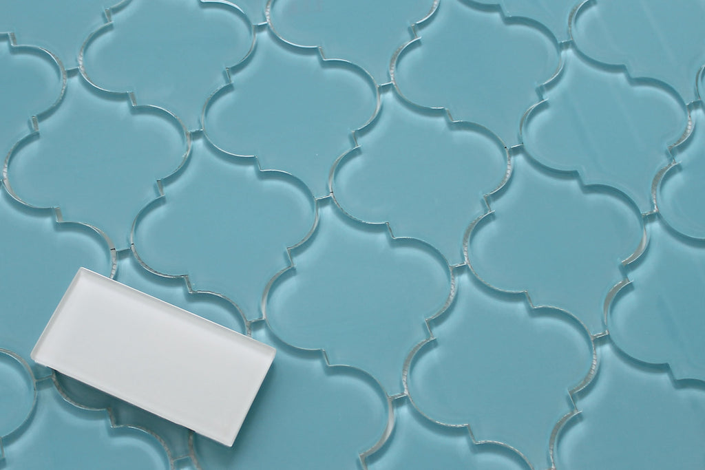 Infinity Blue Arabesque Glass Mosaic Tiles - Rocky Point Tile - Glass and Mosaic Tile Store