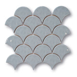 Ceramic Fish Scale Mosaic Tiles - Light Blue