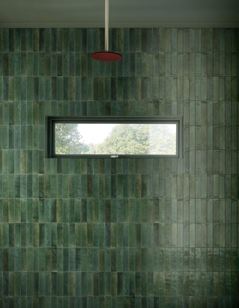 Lume 2"x 9" Glazed Porcelain Subway Tiles - Glossy Green