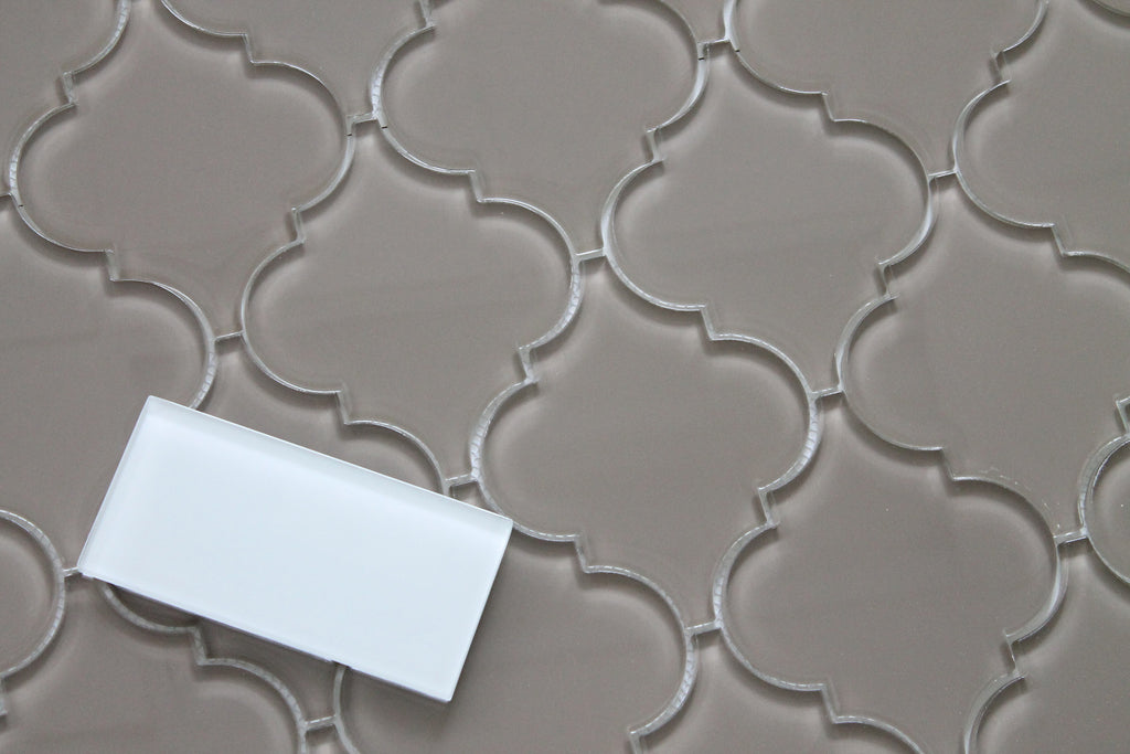 Manhattan Taupe Brown Arabesque Glass Mosaic Tiles - Rocky Point Tile - Glass and Mosaic Tile Store