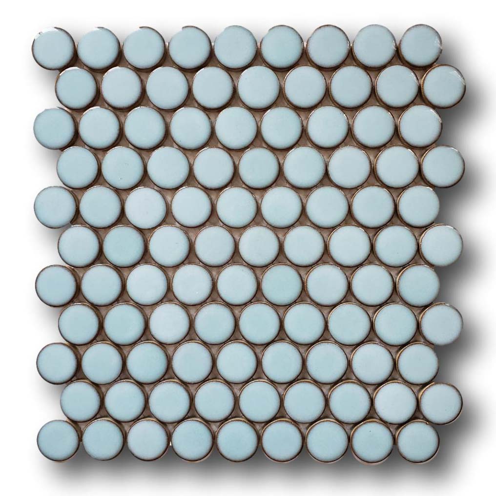 Modelli Gloss Penny Round Mosaic Tiles - Aqua
