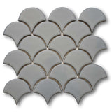 Modelli Glossy Porcelain Fish Scale Mosaic Tiles - Ash