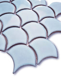Modelli Glossy Porcelain Fish Scale Mosaic Tiles - Aqua Blue