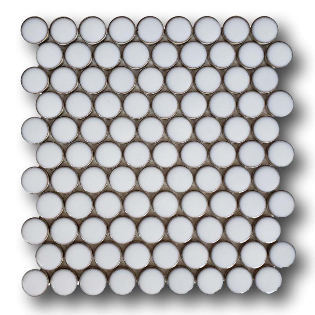 Modelli Glossy Penny Round Mosaic Tiles - Silver