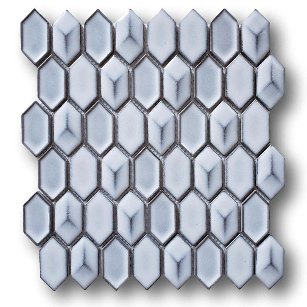 Modelli Glossy Small 3D Picket Mosaic Tiles - Silver