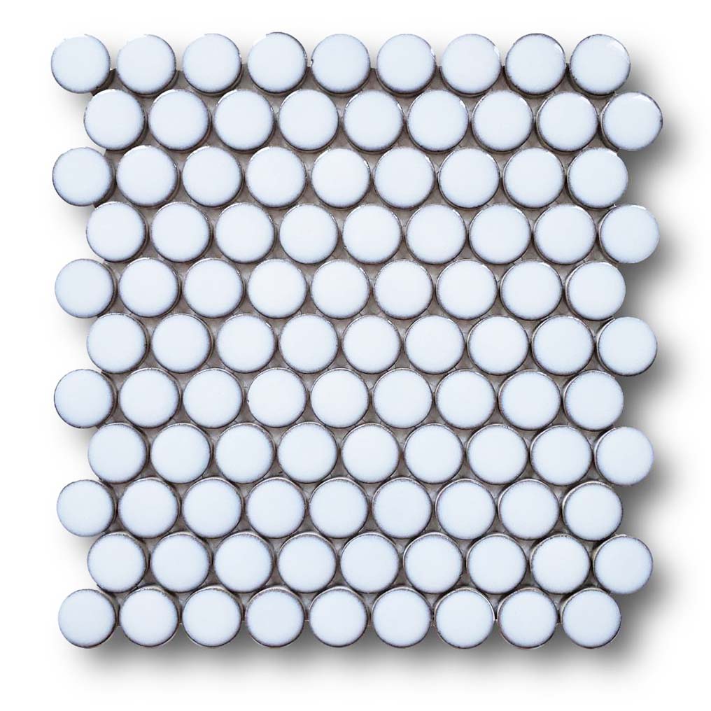 Modelli Glossy Ceramic Penny Round Mosaic Tiles - White