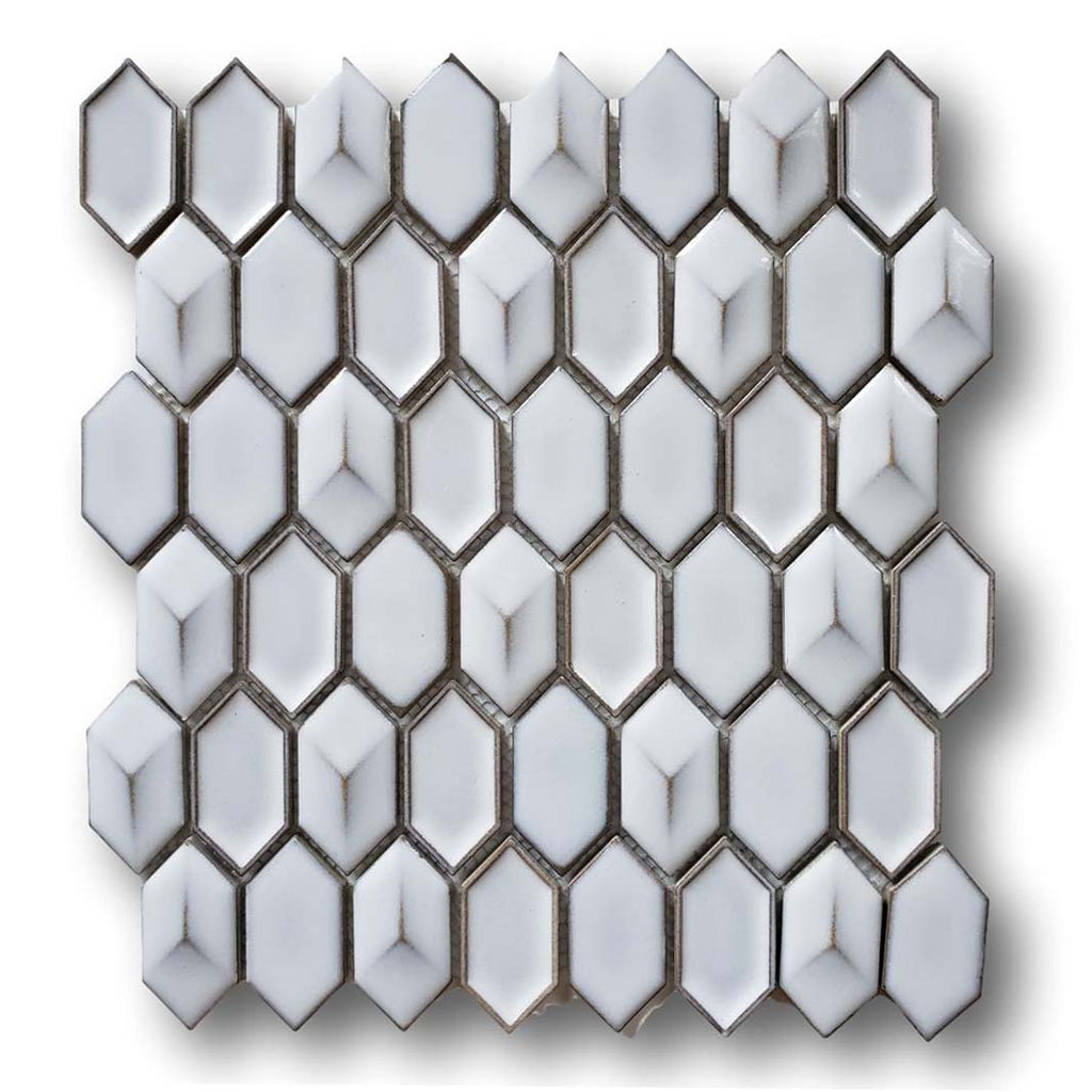 Modelli Glossy Small 3D Picket Mosaic Tiles - White
