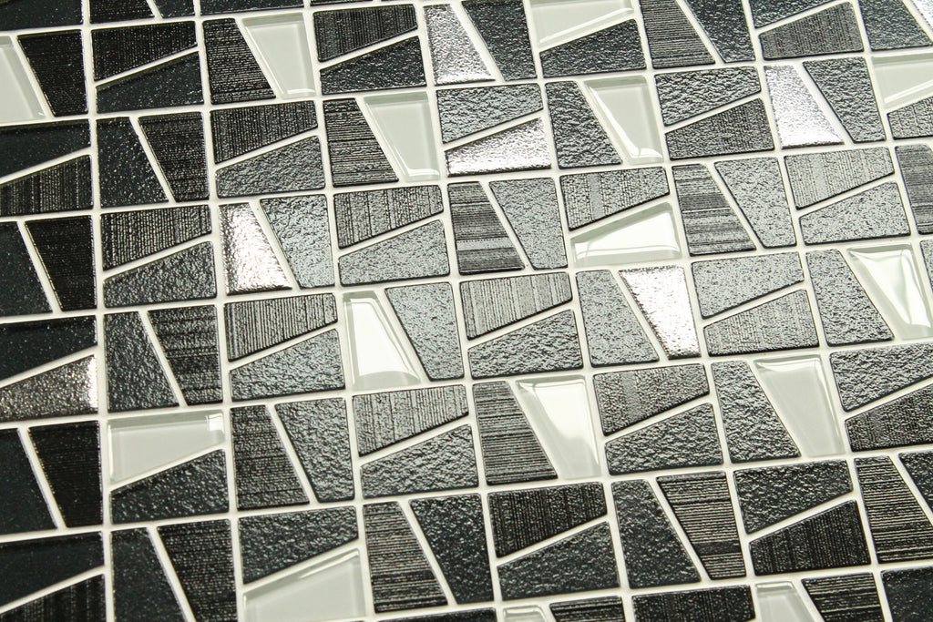 Molen Black Textured and Platinum Mosaic Tiles - Rocky Point Tile - Glass and Mosaic Tile Store