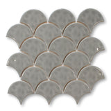 Ceramic Fish Scale Mosaic Tiles - Mud
