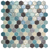 1 Inch Aquamarine Hexagon Mosaic Tiles - Rocky Point Tile - Glass and Mosaic Tile Store