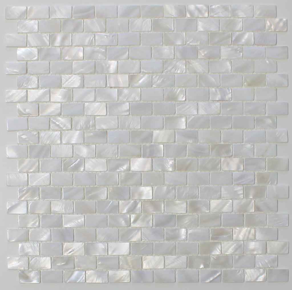 Mother of Pearl Oyster White Small Subway Mosaic Tiles - Rocky Point Tile - Glass and Mosaic Tile Store