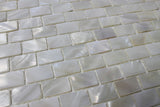 Mother of Pearl Oyster White Small Subway Mosaic Tiles - Rocky Point Tile - Glass and Mosaic Tile Store