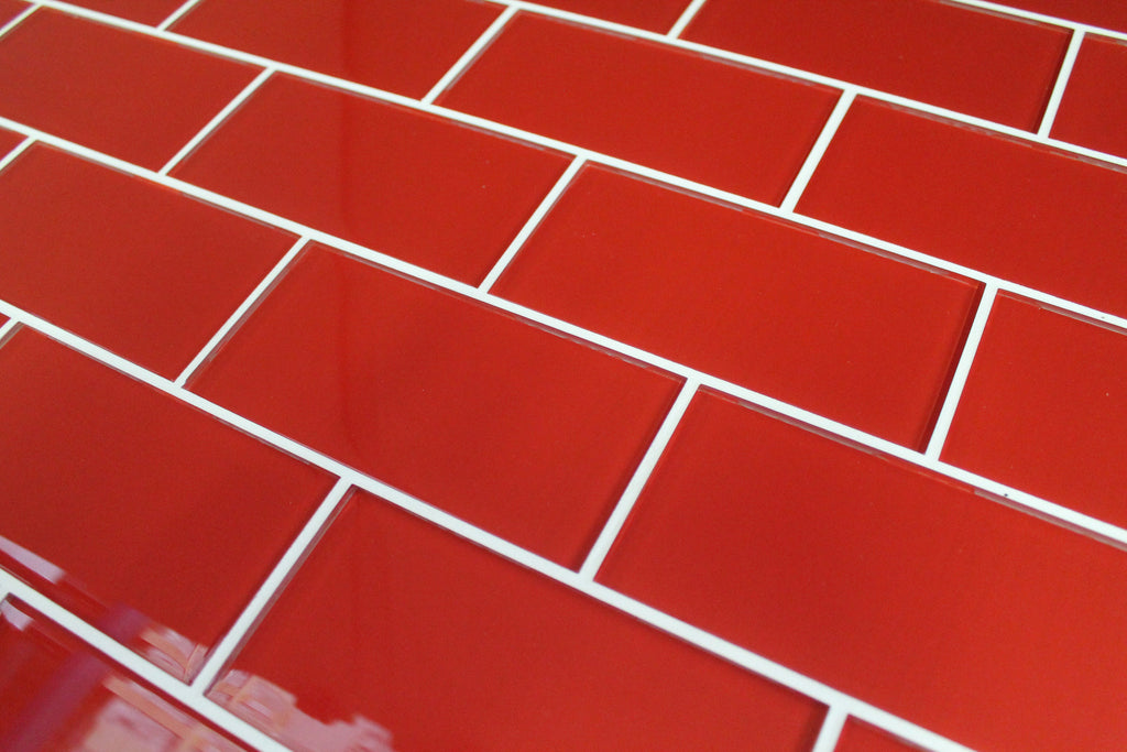 Passion Red 3x6 Glass Subway Tiles - Rocky Point Tile - Glass and Mosaic Tile Store