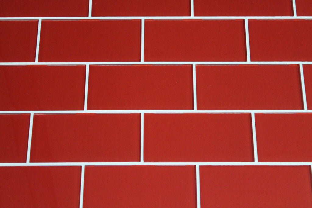 Passion Red 3x6 Glass Subway Tiles - Rocky Point Tile - Glass and Mosaic Tile Store