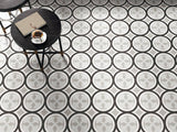 7 Sq Ft Box of Patchwork Porcelain 8 x 8 Cement Look Tiles - Black and White 01